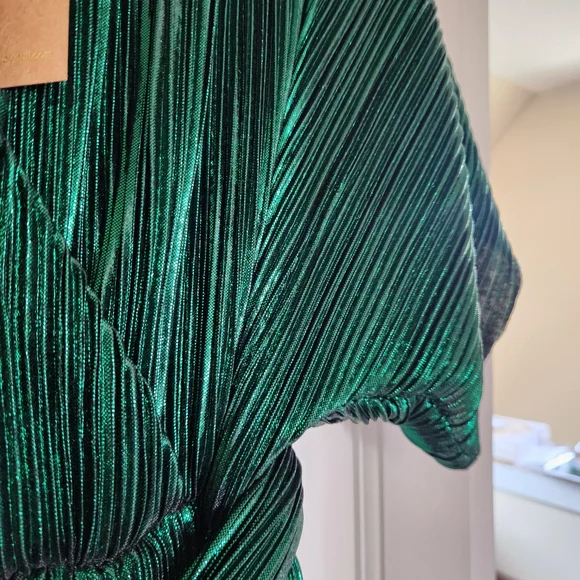 B. Yellowtail Green Plisse Dress - Picture 4 of 5